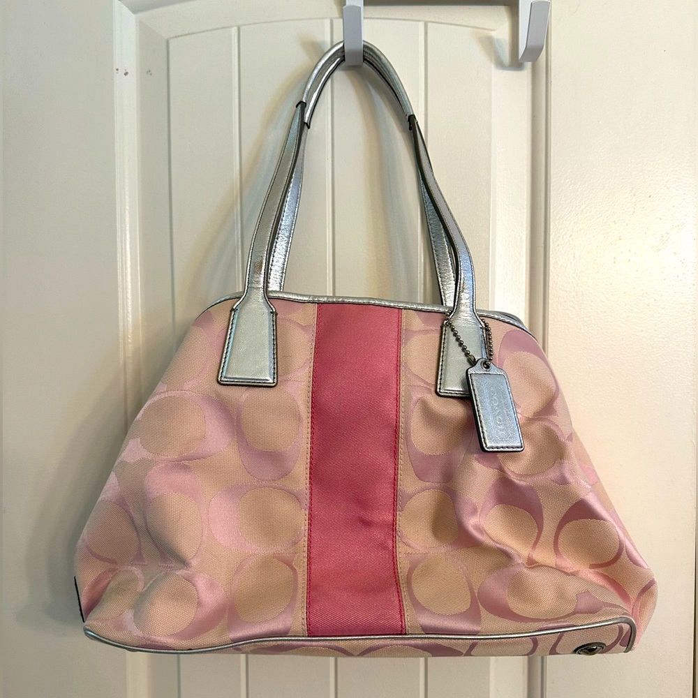 Circa 2004 pink and silver coach purse.
